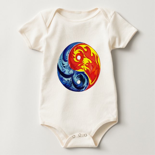 Camiseta Para Bebê Fogo e Gelo Yin-Yang (Frente)