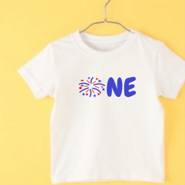 Camiseta Para Bebê Fogos de Artifício 1º Aniversário (Criador carregado)