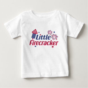 Camiseta Para Bebê Fogos de Artifício Divertidos do Dia 4 de Julho