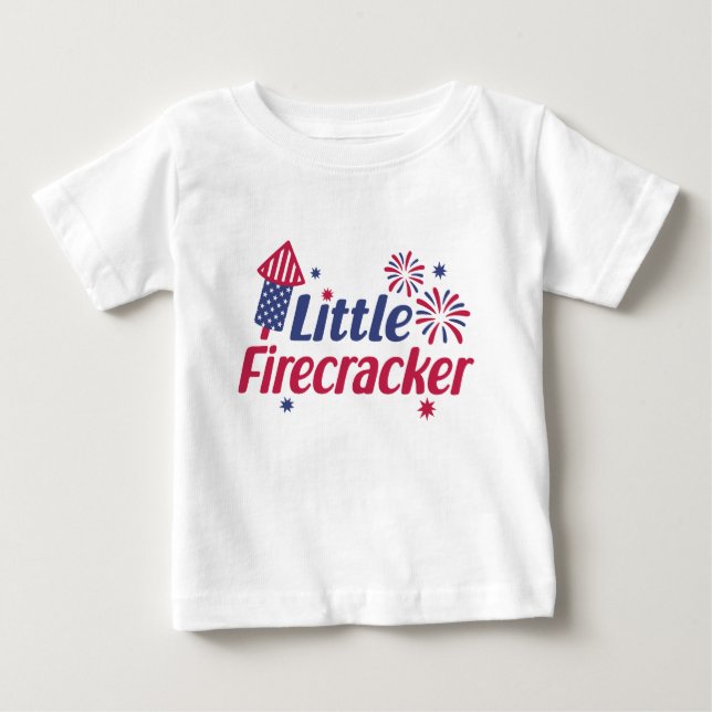Camiseta Para Bebê Fogos De Artifício Engraçados, Pequenos Bombeiros, (Frente)