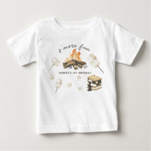 Camiseta Para Bebê Fogueira de acampamento de S'more aquarela 2º aniv