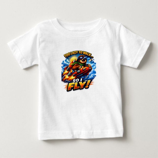 Camiseta Para Bebê Foguete de Preguiça Engraçado, Muito Preguiçoso pa (Frente)