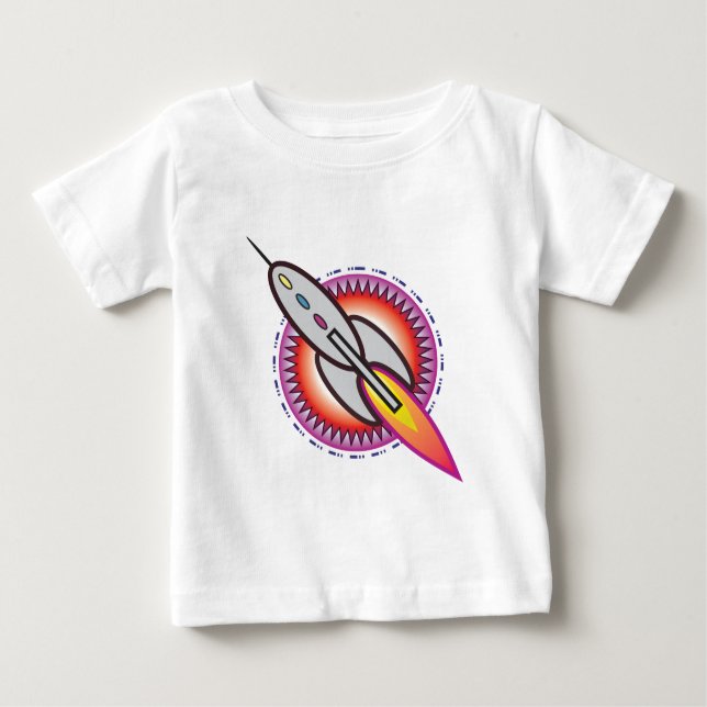 Camiseta Para Bebê Foguete espacial (Frente)