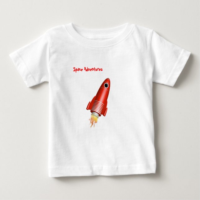 Camiseta Para Bebê foguete vermelho (Frente)