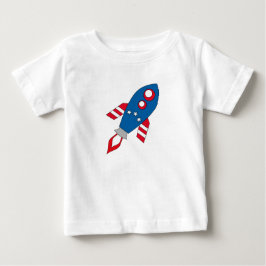 Camiseta Para Bebê Foguete vermelho branco e azul