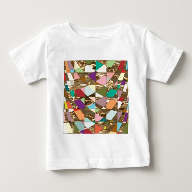 Camiseta Para Bebê Folha de ouro com abstrato (Frente)