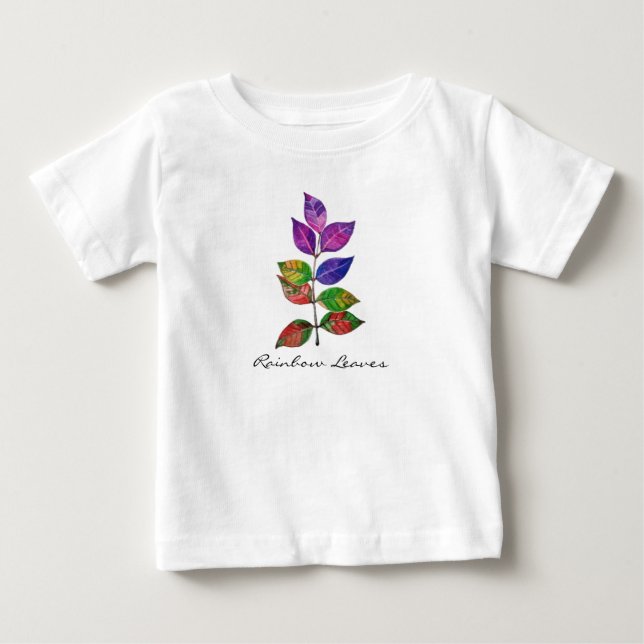 Camiseta Para Bebê Folhas arco-íris de água (Frente)