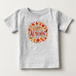 Camiseta Para Bebê folhas clássicas e feliz outono