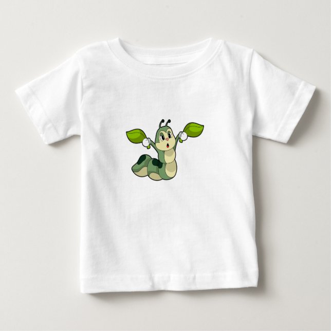 Camiseta Para Bebê Folhas de lagartas (Frente)
