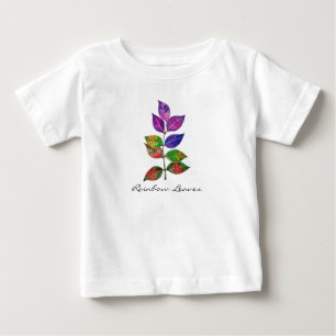 Camiseta Para Bebê Folhas do arco-íris da aguarela