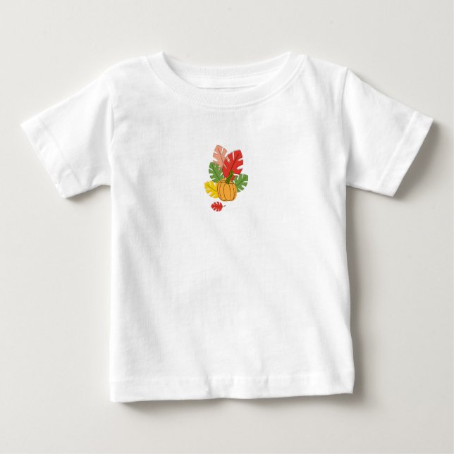Camiseta Para Bebê Folhas e Abóbora (Frente)