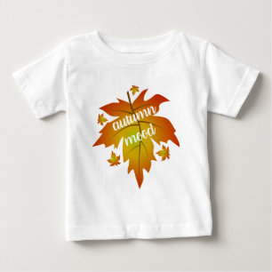 Camiseta Para Bebê Folhas mapeadas de tipografia de humor de outono