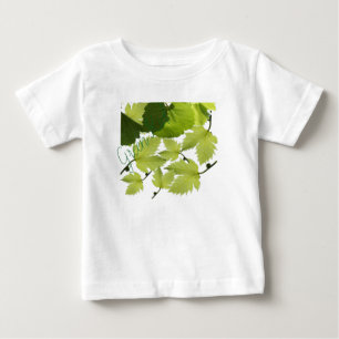 Camiseta Para Bebê Folhas Verde de Vinho de Uva