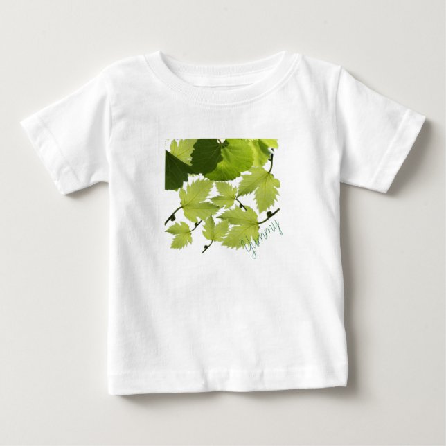 Camiseta Para Bebê Folhas Verdes de Videira (Frente)