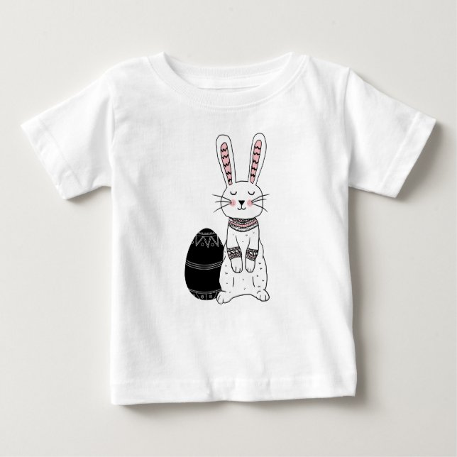 Camiseta Para Bebê Folk Easter Bunny Rabbit Baby T-Shirt (Frente)