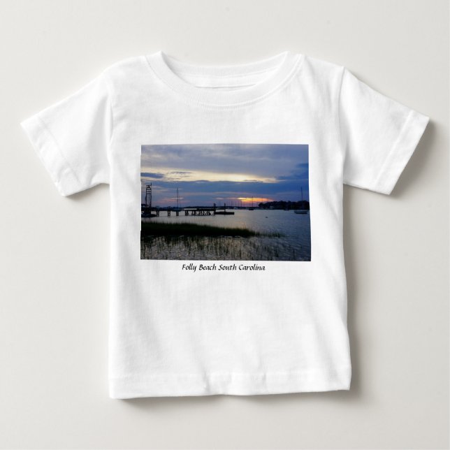 Camiseta Para Bebê Folly Harbor Sunset (Frente)