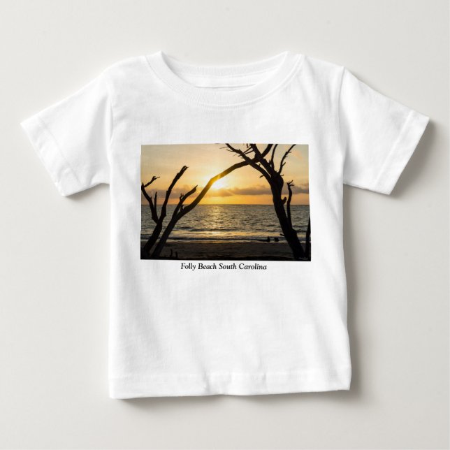 Camiseta Para Bebê Folly Sunrise Tree Silhouette (Frente)