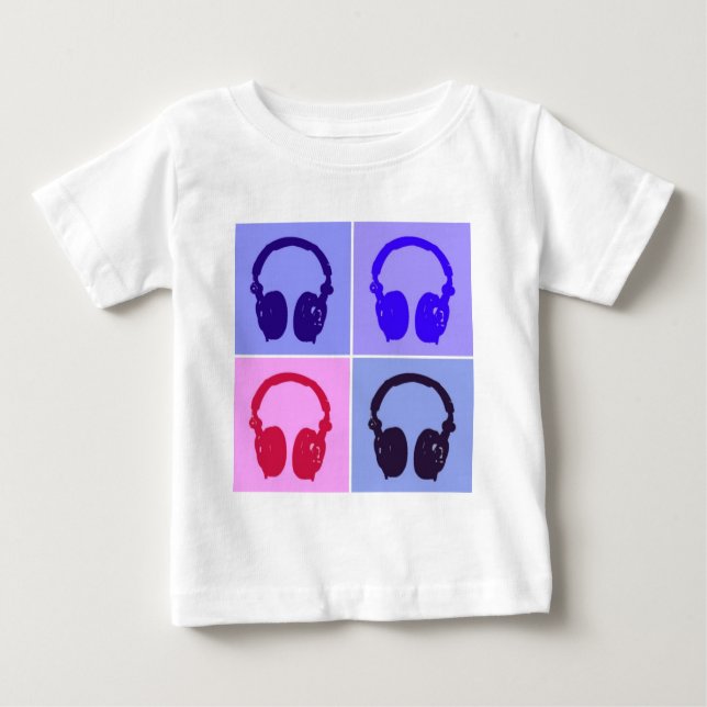 Camiseta Para Bebê Fones de ouvido pop (Frente)