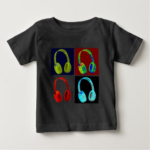 Camiseta Para Bebê Fones de ouvido Pop de arte