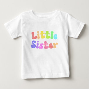 Camiseta Para Bebê Fonte Colorida Retro Irmãzinha