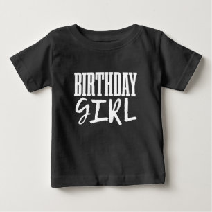 Camiseta Para Bebê Fonte de texto para aniversariante branco