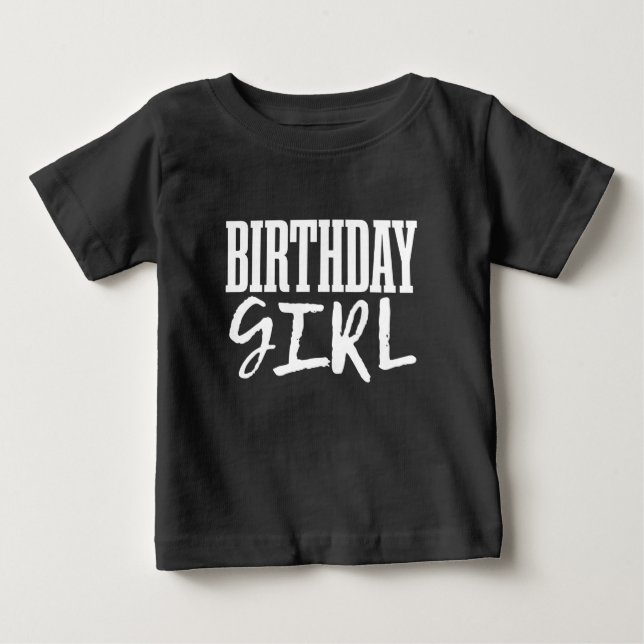 Camiseta Para Bebê Fonte de texto para aniversariante branco (Frente)