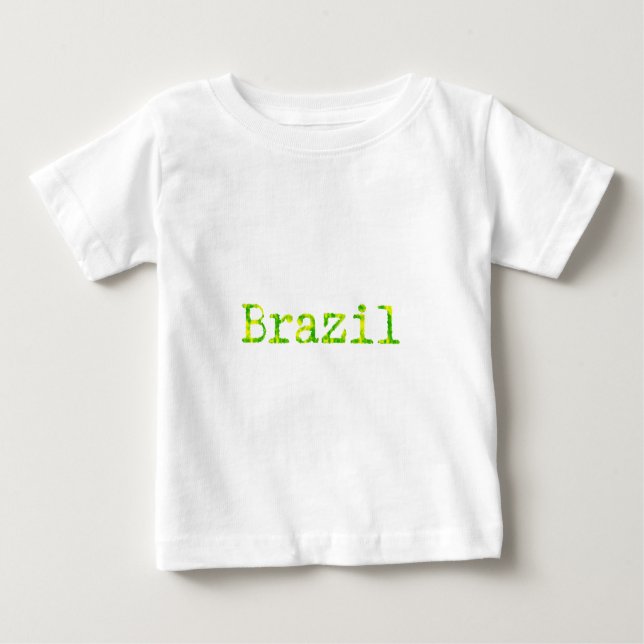 Camiseta Para Bebê Fonte verde e amarela do Brasil (Frente)