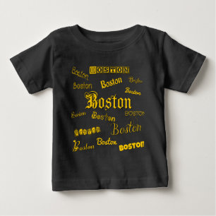 Camiseta Para Bebê Fontes Amarelas de Boston