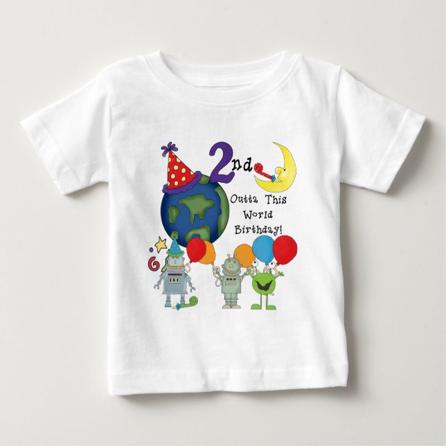 Camiseta Para Bebê Fora deste segundo aniversário do Mundo (Frente)