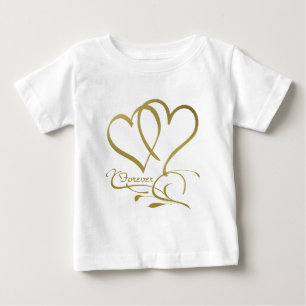 Camiseta Para Bebê Forever Corações Douradas cores de fundo editáv