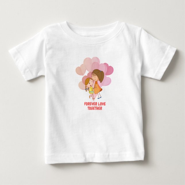 Camiseta Para Bebê Forever Love Together - Baby T-Shirt Design (Frente)