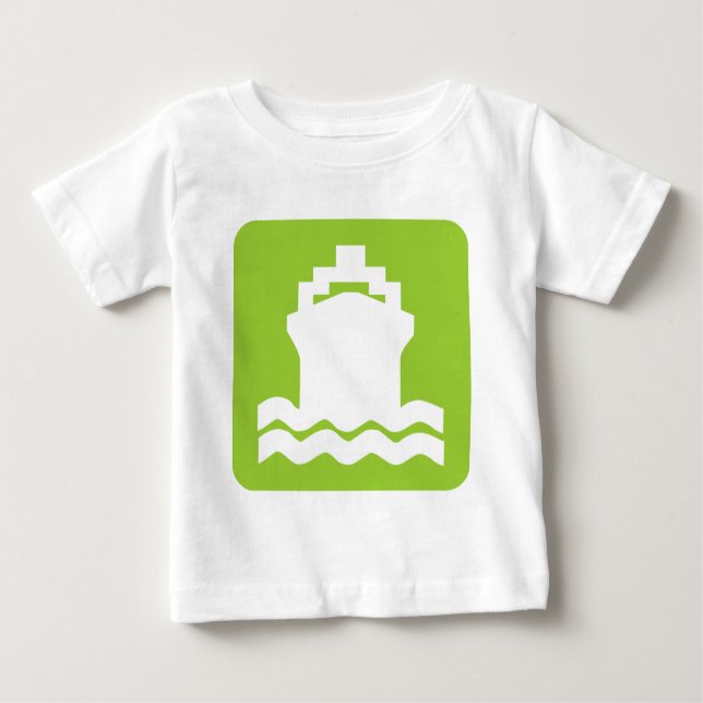 Camiseta Para Bebê Forma de navio - Verde marciano (Frente)