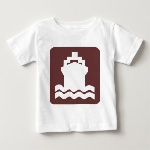 Camiseta Para Bebê Forma do navio - Castanho Escuro