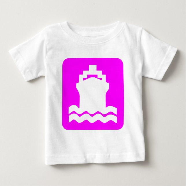 Camiseta Para Bebê Forma do navio - Magenta (Frente)