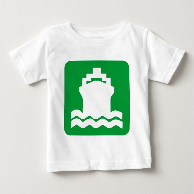 Camiseta Para Bebê Forma do navio - Verde de grama (Frente)