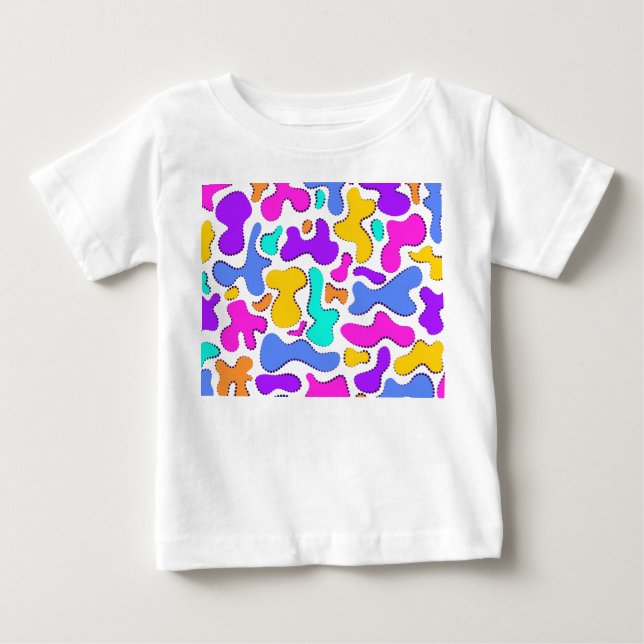 Camiseta Para Bebê Forma líquida com ácido claro (Frente)