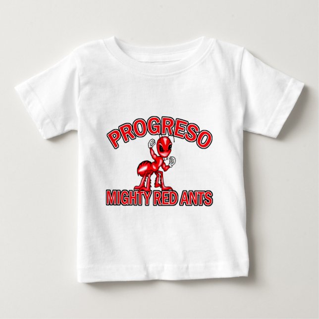 Camiseta Para Bebê Formigas vermelhas poderosas de Progreso (Frente)