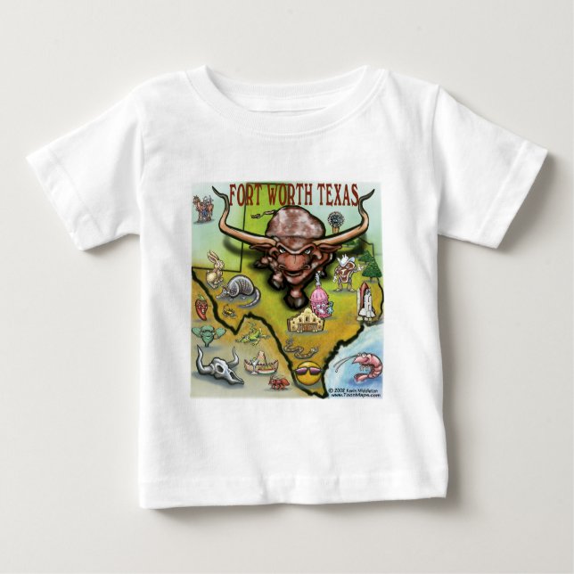 Camiseta Para Bebê Fort Worth TX (Frente)