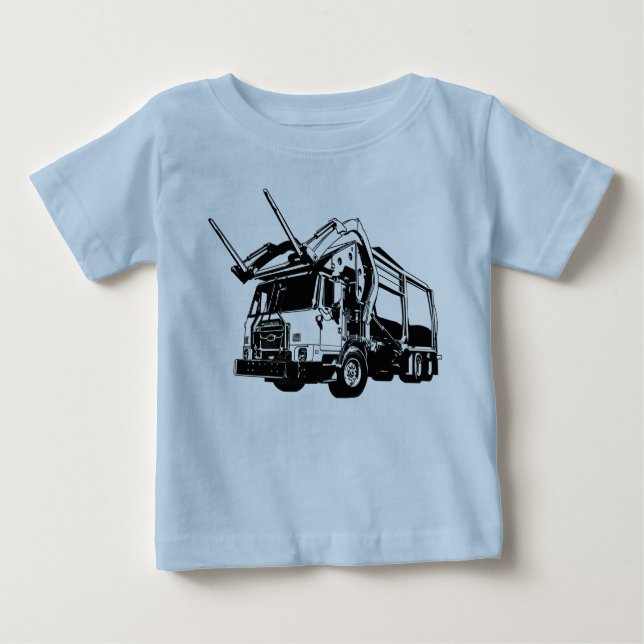 Camiseta Para Bebê Fortalecendo Caminhão de Lixo (Frente)