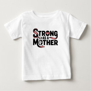Camiseta Para Bebê Forte como um bebê-mãe - Negra e Bebê Rosa