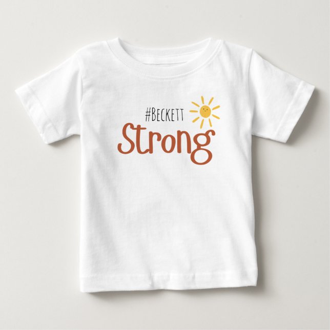 Camiseta Para Bebê forte #name cancer infância Baby T-Shirt (Frente)