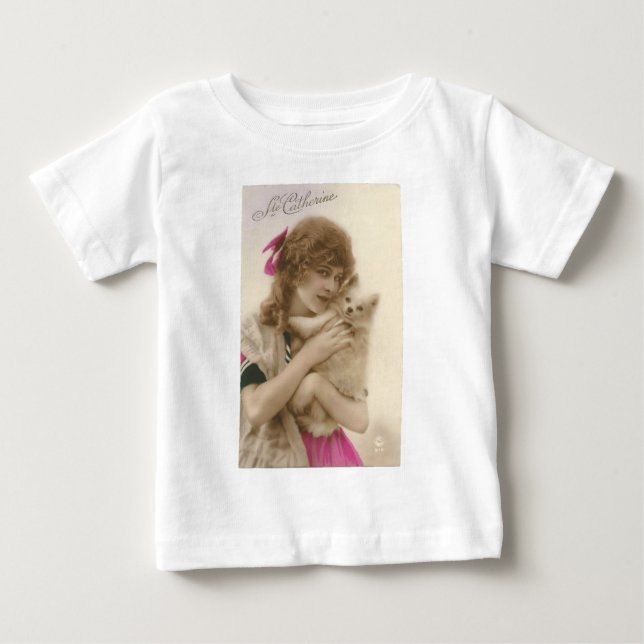 Camiseta Para Bebê Foto antiga vitoriana e cão (Frente)