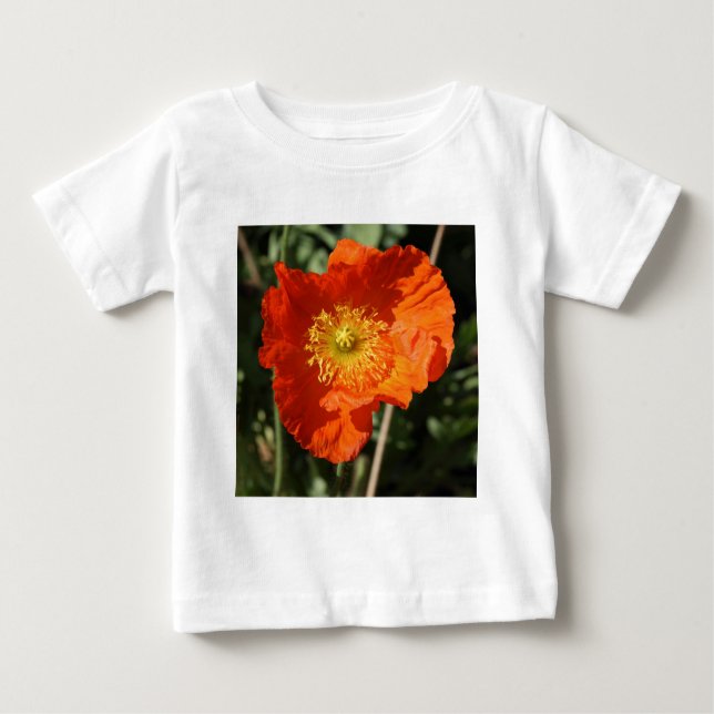 Camiseta Para Bebê Foto ao quadrado - Papoila laranja (Frente)