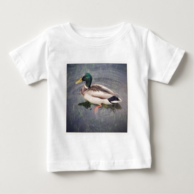 Camiseta Para Bebê Foto ao quadrado - Pato de Mallard (Frente)