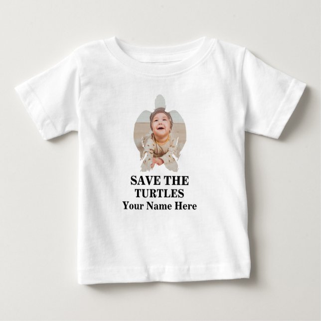 Camiseta Para Bebê Foto da tartaruga marinha personalizada para salva (Frente)