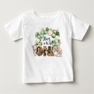 Camiseta Para Bebê Foto de Animal de Safari de Aniversário do Selvage