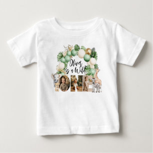 Camiseta Para Bebê Foto de Animal de Safari de Aniversário Wild One
