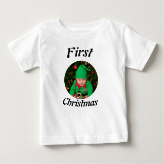 Camiseta Para Bebê Foto de Natal do Bebê