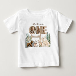 Camiseta Para Bebê Foto do Primeiro Aniversário de Um Acampador Feliz