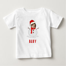 Camiseta Para Bebê Foto Engraçada Face Snowman Natal